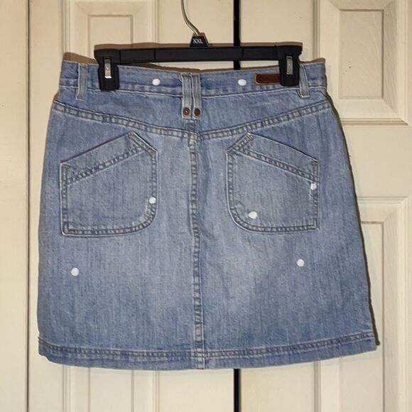 Calvin Klein Vintage Denim Skirt Distressed Dots 6 - Picture 6 of 12